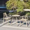 Conjunto de Cadeiras de Madeira-Plástico para Pátio Externo Cadeira com Encosto Impermeável Anticorrosiva para Varanda ao Ar Livre Café ao Ar Livre Loja de Chá com Leite Conjunto de Mesa e Cadeiras
