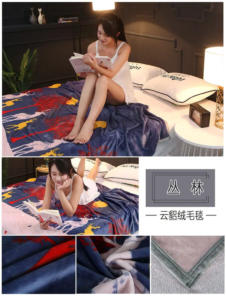2025总300克加厚法莱绒 云貂绒毛毯 双面绒休闲毯枕套床