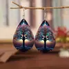 Pendientes de Árbol Plano con Patrón de Gota de Agua Arcoíris, Pendientes Exquisitos 2D de Vida Colorida, Acrílico Transfronterizo