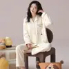 Comercio Electrónico Transfronterizo Comercio Exterior Pura Algodón Manga Larga Pantalón Largo Pijama Otoño Nuevo Cárdigan Hombres y Mujeres Ropa de Casa Conjunto de Dos Piezas