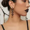 Pendientes de Triángulo Geométrico Largo Dingka Long con Strass para Mujer, Pendientes de Botón Geométricos Huecos Versátiles y de Moda