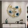 Reloj de Pared Grande Decorativo Diseño Moderno 3D de Hoja de Ginkgo de Metal