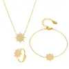Miduoduo Super Flash Sol Pequeño Incrustado Zircón 5A Clavícula Doble Capa Conjunto de Collar Pulsera Anillo Material de Acero Inoxidable