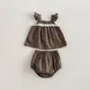 2026 Roupa de Bebê Conjunto de Verão Infantil Duas Peças Top de Suspensório + Calça Macacão Estilo Coreano Xadrez Doce Roupa para Passeio