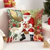 Fronha Popular Transfronteiriça com Papai Noel, Árvore de Natal, Boneco de Neve, Rena Estampa Digital Capa de Almofada para Sofá