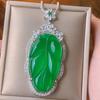 Joias Hua Youmei Calcedônia Verde Calcedônia Branca Folha de Árvore Grande Acessórios Novo Estilo Chinês Estilo Nacional Pingente de Colar de Uso Geral