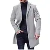 Novo Casaco de Lã Masculino para Comércio Exterior, Estilo Coreano, Cor Sólida, Casual, Comprimento Médio, Gabardine de Botão Único
