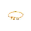 Anillos Minimalistas Transfronterizos con Iniciales de 26 Letras para Mujer, Anillos Abiertos Ajustables con Letras del Alfabeto Inglés