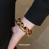 Pendientes, collar y pulsera con cadena cuadrada de leopardo, estilo vintage, con cadena de clavícula y eslabones, joyería de nicho para mujer