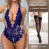 Mu Love Lingerie Sexy Púrpura Pijama Sexy Peça Única Puro Quero evitar tirar Renda Perspectiva Uniforme Quente sem Tentação