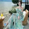 """Férias no Sul da França""" Vestido Slim Estampado de Verão Estilo Férias Vestido de Alcinha Mulher"""