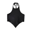 Chaleco halter corto con dobladillo triangular y espalda descubierta con cordones, ajustado, novedad de verano 2022, venta al por mayor