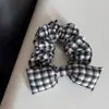 Scrunchie de Algodão com Laço Xadrez Estilo Coreano para Mulheres, Prendedor de Cabelo de Alta Qualidade, Corda Simples para Cabelo, Acessório de Cabelo de Alta Elasticidade