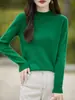 Suéter feminino de outono e inverno com gola alta discreta, mangas compridas, caimento solto, modelador, pulôver versátil, camisa base de fleece, top de tricô