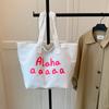 Estilo Coreano Nueva Bolsa de Lona Gran Capacidad Un Hombro Letra Bolso Tote 2025 Simple Casual Trendy Bolsa de Compras Bolso de Mujer