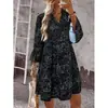 Amazon Verano Transfronterizo Estilo Europeo Casual Simple Elegante Bohemio Romántico Estilo Vacacional Vestido de Cuello en V Mujer