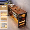 Estante de suelo multicapa para barra de bar, mesa estrecha con estantes, mesa de comedor, mesa divisoria para sala de estar, mesa larga simple de ocio para balcón