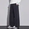 Calça Tricô Casual Listrada Nova Outono/Inverno 2026 para Homens, Simples e Estilosa, Versátil, Calça Larga Solta de Comprimento Total para Homens