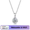 Collar de Plata de Ley S925 con Moissanita para Mujer Colgante Burbuja Redondo Engastado en Bisel Cadena Sencilla para Clavícula Stock de Fábrica Accesorios para Transmisión en Vivo