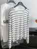 Camisa de Proteção Solar de Manga Longa Listrada em Liocel, Estilo para o Trabalho, Branco Simples, Refrescante, Gola Redonda, Nova para o Verão de 2026