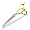 Tijeras de Peluquería Estilo Nipson de 6.0 pulgadas Semi-Doradas, Tijeras para Cortar el Cabello, Tijeras Entresacadoras, Tornillos con Rodamientos