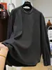 [Derong] Tamanho Extra Grande 150kg Camiseta de Manga Longa Solta Escovada Feminina Outono e Inverno Estilo Preguiçoso Top Casual