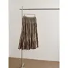 Falda plisada para mujer con dobladillo volantes, nueva colección otoño 2026, cintura elástica, línea A, falda larga