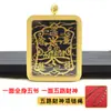 Colgante de Amuleto Taisui de Cinco Escrituras Doradas Pintado a Mano Benmingfo Colgante Thangka Dragón Wuye Thangka Tridimensional de Doble Cara Collar