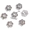 20 Acessórios de Joias DIY Retro de Liga Metálica Suportes de Flor Vazados, Espaçadores de Contas, Pulseiras, Materiais para Miçangas com Corda Trançada