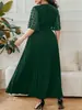 Comércio Exterior Transfronteiriço Europeu e Americano Tamanho Plus Verão 2026 Novo Vestido Elegante com Decote em V Acinturado Patchwork Plissado