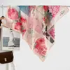 Estilo chino estilo pintura al óleo camelia moderno gasa 90 pañuelo cuadrado grande bufanda de seda para mujer bufanda de primavera y otoño con temperamento para combinar con camisa chal