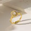Anillo Exquisito Ajustable Electrochapado con Circonita, Oro Real, Estilo Minimalista de Moda para Mujer, Microincrustado, Súper Brillante, Lujo Ligero