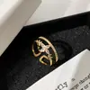 Luxo Leve, Moderno e Requintado Anel Aberto de Estrela de Camada Dupla Totalmente Cravejado de Diamantes Design de Nicho Versátil Anel Elegante