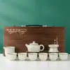 Conjunto Completo de Conjunto de Chá Kung Fu com Padrão de Rachaduras Ru Kiln e Ge Kiln para Uso no Escritório e em Casa, Incluindo Gaiwan, Bule e Caixa de Presente para Eventos Corporativos
