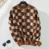 Cárdigan de Punto Jacquard con Flores Transfronterizo Europeo y Americano para Mujer, Chaqueta de Punto de Manga Larga de un Solo Botón, Novedad Otoño e Invierno