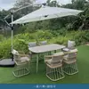 Mesa y silla de ratán para exteriores Xiaozhou, balcón, jardín, impermeable, protección solar, silla de ratán para exteriores de ocio, combinación de mesa de centro, muebles