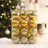 Conjunto de Bolas de Natal Transfronteiriças com 24 Peças, Bolas Galvanizadas, Decorações para Árvore de Natal, Enfeites Pendentes, Atmosfera Festiva de Natal