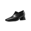 ZHR Zapatos de mujer de corte profundo estilo retro 2026 otoño nuevos mocasines de tacón grueso estilo británico para el trabajo zapatos pequeños de cuero
