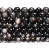 Suministro Directo de Fábrica de Cuentas Sueltas de Obsidiana Plateada Natural, Cuentas Redondas de Obsidiana Plateada, Pulseras DIY Semiterminadas, Accesorios para Cuentas de Pulsera