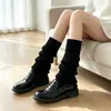 Polainas de Punto Recto con Rayas Verticales, Adelgazantes y Moldeadoras de Piernas, Calcetines de Color Sólido Estilo Japonés, Calcetines Holgados para el Día a Día, Accesorios para Botas de Otoño e Invierno