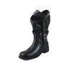 Botines Redondos Super Suaves de Piel de Vaca para Mujer 2026 Nuevos Botas de Jinete con Tacón Grueso que Aumentan la Altura Botas Vaqueras Versátiles Botas Arrugadas Apiladas