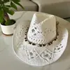 Sombrero de Paja de Concha Estilo Bohemio Verano Playa Estilo Étnico Sombrero Hueco Parasol Protector Solar Sombrero Vaquero Occidental