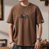 Verano 2025 nueva camiseta pesada de 250G con manga al hombro para hombre, holgada, talla grande, gorda, blanca, juvenil, chaqueta camiseta, moda