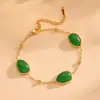 Conjunto de Colar, Pulseira e Brincos Versátil Oval Nicho Eletrodeposição a Vácuo de Aço Inoxidável Transfronteiriço com Pedra Olho de Gato para Mulheres