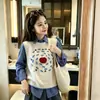 Colete Jacquard Maçã Retro Coreano para Mulheres, Outono, Gola Redonda, Sem Mangas, Colete de Tricô, Solto, Para Sobrepor, Xale Casual