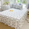 Faldón de cama floral pequeño todo algodón pieza única cubierta de cama de celebridad de internet cubierta de delantal de cama de algodón puro borde de falda conjunto de tres piezas estilo princesa