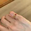 Novo Anel Flor de Íris Vermelha Estilo Chinês para Mulheres, Design de Nicho Estilo Palácio Retrô, Anel Aberto Versátil de Alta Qualidade para Mulheres