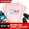 Camiseta Divertida para Mujer con Estampado de Letras de Enfermera Leopardo ECG Heal Lov
