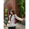 Camiseta interior de algodón 100% estilo chic coreano para chica dulce para mujer, diseño de empalme de encaje de otoño, top de nicho estilo ballet