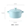 Tigela de Cerâmica Binaural para Forno de Micro-ondas Doméstico 230ml Tigela de Sopa com Tampa Anti-queimadura Pudim de Ovo Cozido no Vapor Copo para Assar Ensopado